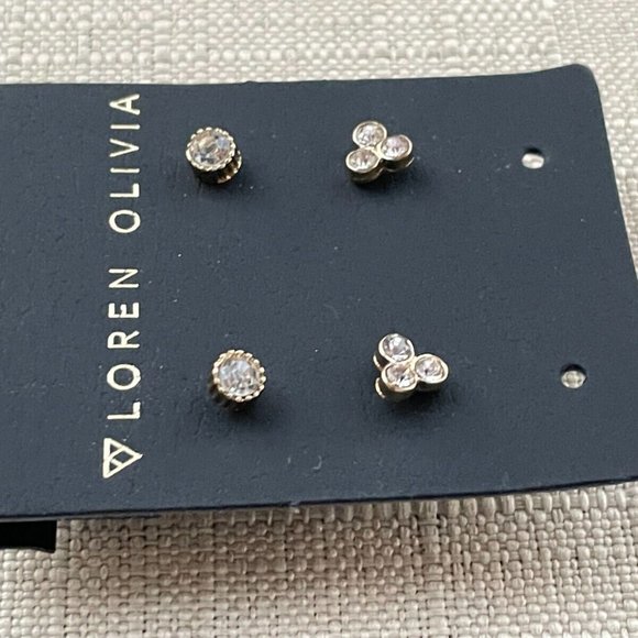 Loren & Olivia Women Earrings Gold Tone Stud Ear Jewelry set of 2 earrings New - Picture 5 of 8